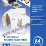 White T-shirt transfer paper,120g/m2  A4 5 Fogli