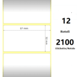 White 57x32mm, 2100Et/Rotolo Z-2000D 2.25x1.25x1Core,12Rolls
