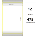 White 102x152mm, 475 Et/Rotolo Z-1000D,4x6x1 Core ,12 Rolls